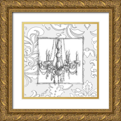 Decorative Chandelier IV Gold Ornate Wood Framed Art Print with Double Matting by Harper, Ethan