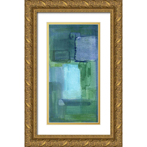Blue Patch II Gold Ornate Wood Framed Art Print with Double Matting by McMullen, Charles