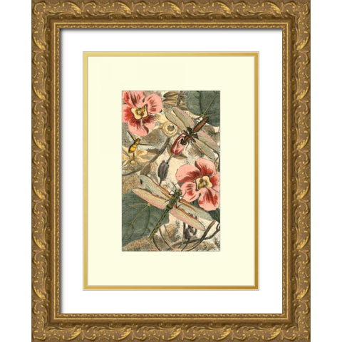 Dancing Dragonfly II Gold Ornate Wood Framed Art Print with Double Matting by Unknown