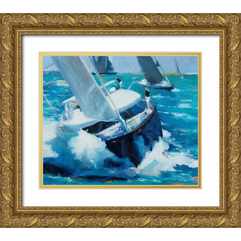 White Water Gold Ornate Wood Framed Art Print with Double Matting by Crain, Curt