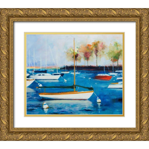 Mooring Basin Gold Ornate Wood Framed Art Print with Double Matting by Crain, Curt