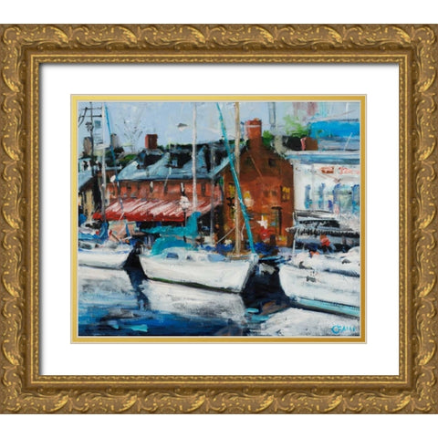 Annapolis Wharf Gold Ornate Wood Framed Art Print with Double Matting by Crain, Curt