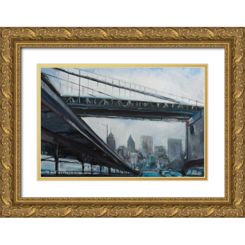 To the City Gold Ornate Wood Framed Art Print with Double Matting by Crain, Curt