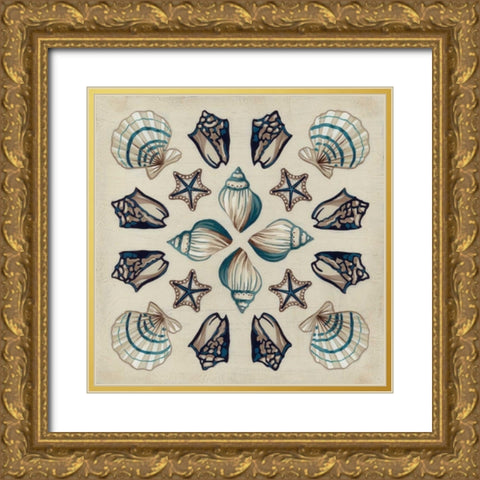 Coastal Kaleidoscope I Gold Ornate Wood Framed Art Print with Double Matting by Vess, June Erica
