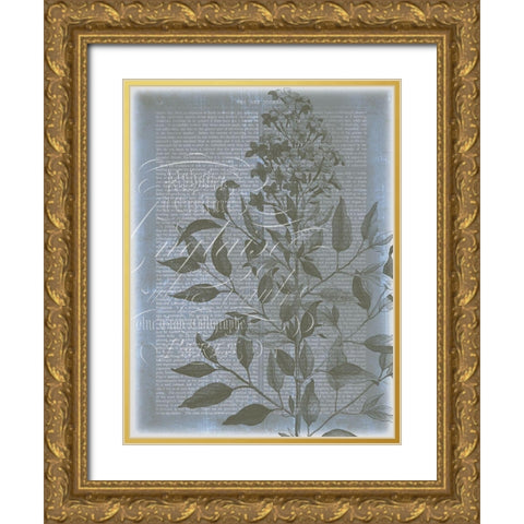 Fleur de Bleu I Gold Ornate Wood Framed Art Print with Double Matting by Goldberger, Jennifer