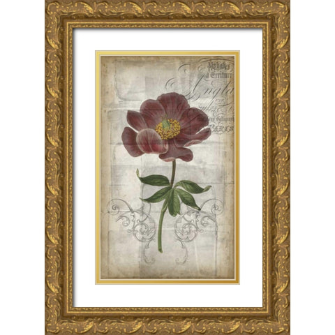 French Floral I Gold Ornate Wood Framed Art Print with Double Matting by Goldberger, Jennifer