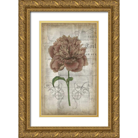 French Floral IV Gold Ornate Wood Framed Art Print with Double Matting by Goldberger, Jennifer