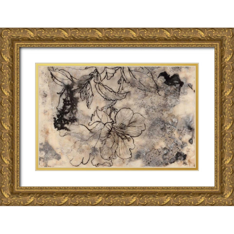 Tattooed Floral II Gold Ornate Wood Framed Art Print with Double Matting by Goldberger, Jennifer