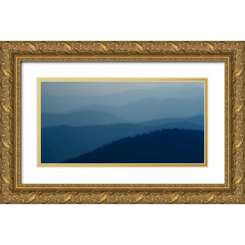 Blue Layers Gold Ornate Wood Framed Art Print with Double Matting by Head, Danny