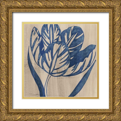 Indigo Tulip Gold Ornate Wood Framed Art Print with Double Matting by Zarris, Chariklia