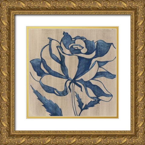 Indigo Rose Gold Ornate Wood Framed Art Print with Double Matting by Zarris, Chariklia