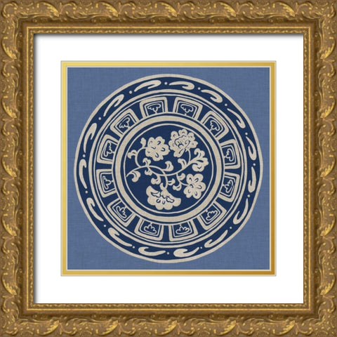 UA CH Indigo Earthenware III Gold Ornate Wood Framed Art Print with Double Matting by Zarris, Chariklia