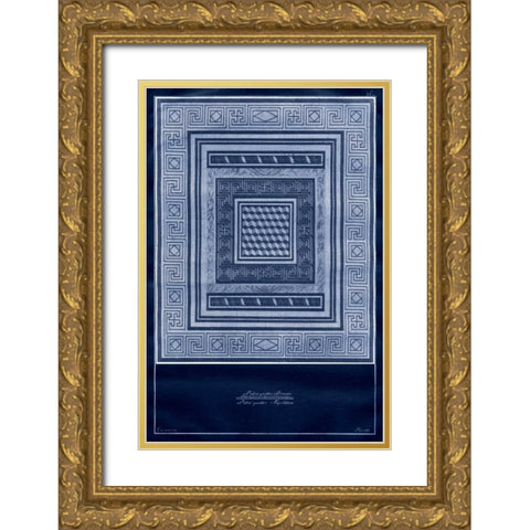 Indigo Tile III Gold Ornate Wood Framed Art Print with Double Matting by Vision Studio