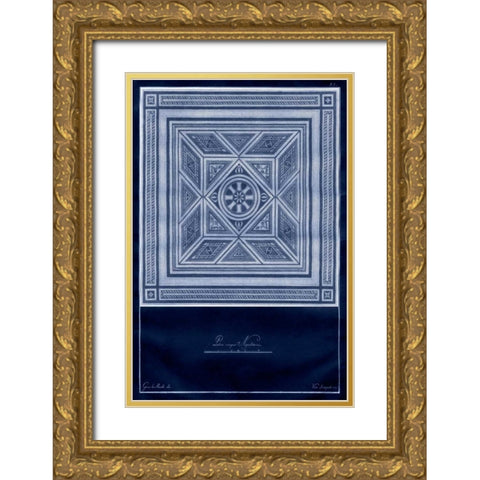 Indigo Tile V Gold Ornate Wood Framed Art Print with Double Matting by Vision Studio