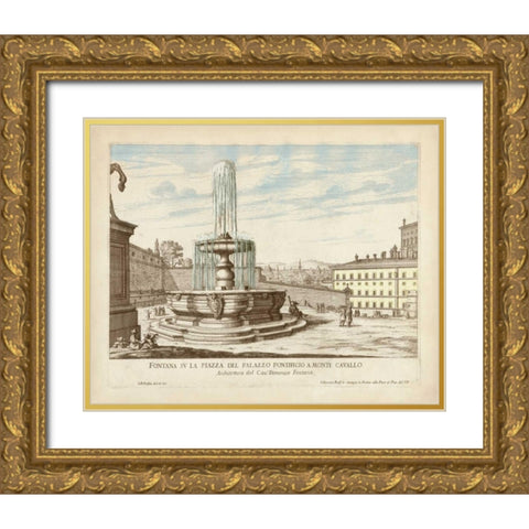 Fountains of Rome V Gold Ornate Wood Framed Art Print with Double Matting by Vision Studio