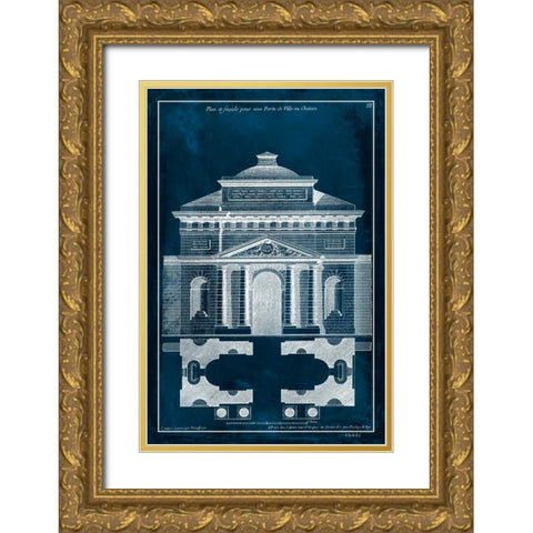 Palace Facade Blueprint II Gold Ornate Wood Framed Art Print with Double Matting by Vision Studio