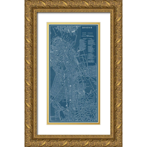 Graphic Map of Boston Gold Ornate Wood Framed Art Print with Double Matting by Vision Studio