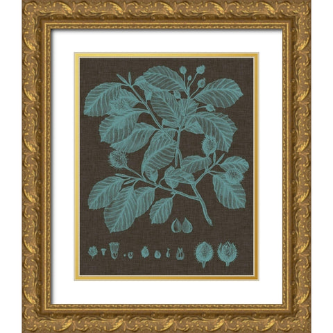 Shimmering Leaves III Gold Ornate Wood Framed Art Print with Double Matting by Vision Studio