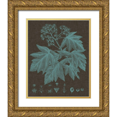 Shimmering Leaves VIII Gold Ornate Wood Framed Art Print with Double Matting by Vision Studio