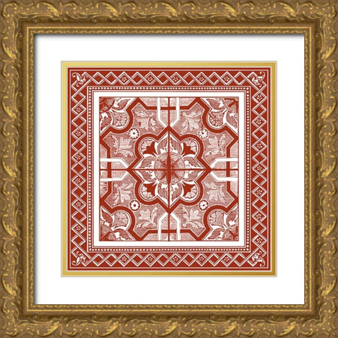 Cinnabar Woodblock II Gold Ornate Wood Framed Art Print with Double Matting by Vision Studio