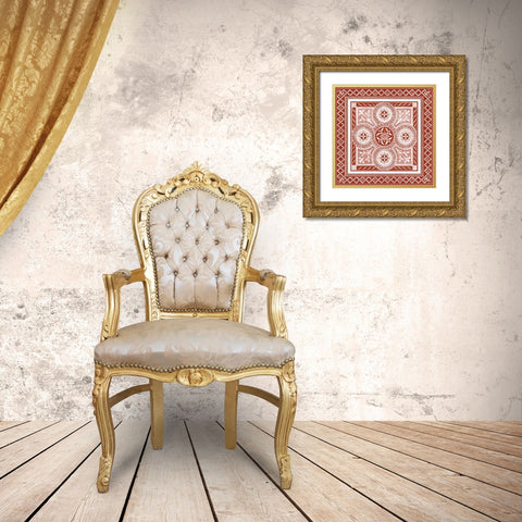 Cinnabar Woodblock III Gold Ornate Wood Framed Art Print with Double Matting by Vision Studio
