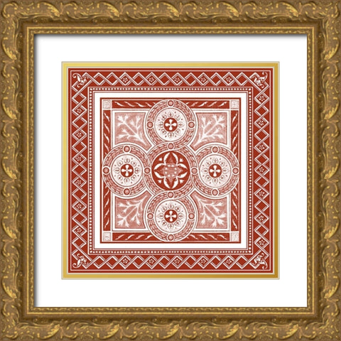 Cinnabar Woodblock III Gold Ornate Wood Framed Art Print with Double Matting by Vision Studio