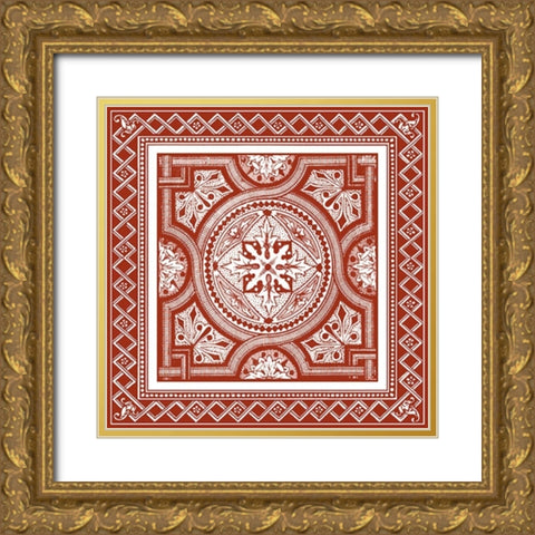 Cinnabar Woodblock IV Gold Ornate Wood Framed Art Print with Double Matting by Vision Studio