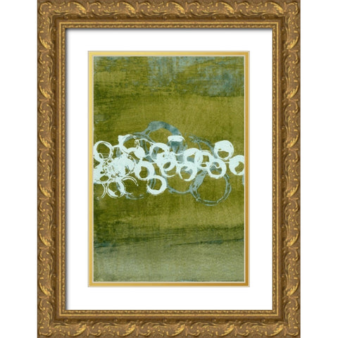 Green Orbs I Gold Ornate Wood Framed Art Print with Double Matting by McMullen, Charles