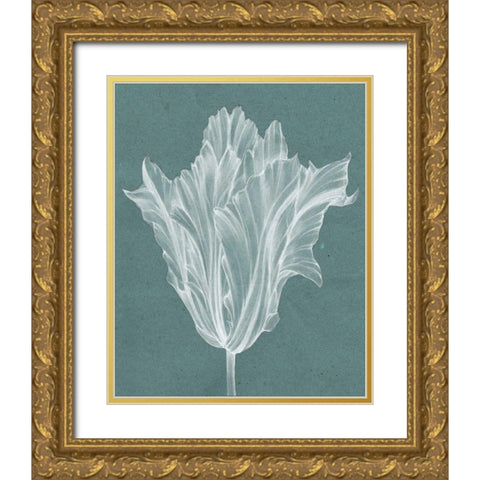 Monochrome Tulip V Gold Ornate Wood Framed Art Print with Double Matting by Goldberger, Jennifer