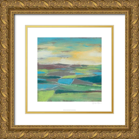 Fragmented Field II Gold Ornate Wood Framed Art Print with Double Matting by Goldberger, Jennifer