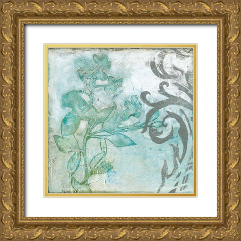 Flower Spray I Gold Ornate Wood Framed Art Print with Double Matting by Goldberger, Jennifer