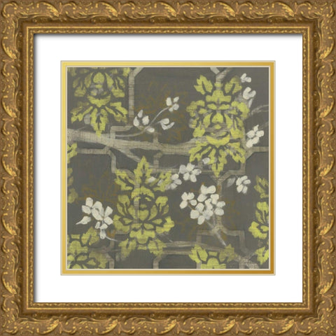 Patterned Blossom Branch II Gold Ornate Wood Framed Art Print with Double Matting by Goldberger, Jennifer