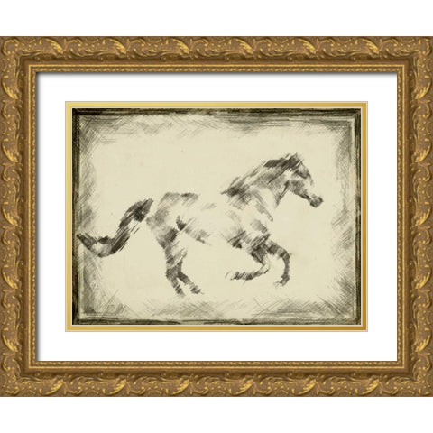 Equine Study I Gold Ornate Wood Framed Art Print with Double Matting by Harper, Ethan
