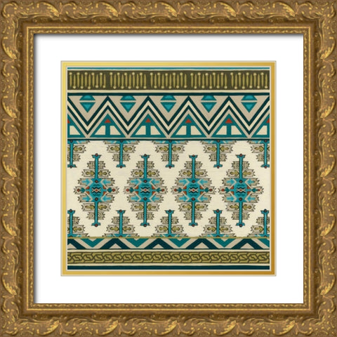 Turquoise Textile II Gold Ornate Wood Framed Art Print with Double Matting by Vess, June Erica