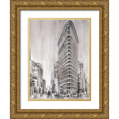 Art Deco Cityscape II Gold Ornate Wood Framed Art Print with Double Matting by Harper, Ethan