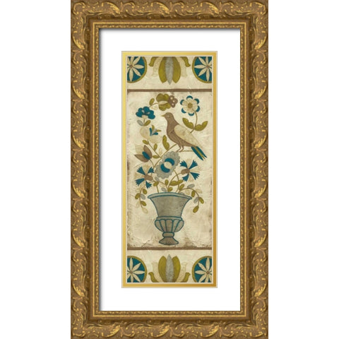 Calais Rose II Gold Ornate Wood Framed Art Print with Double Matting by Zarris, Chariklia