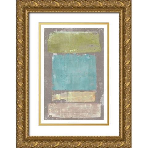 Panelled Colors I Gold Ornate Wood Framed Art Print with Double Matting by Goldberger, Jennifer