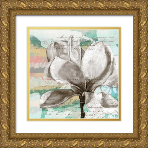 Pastel Magnolias I Gold Ornate Wood Framed Art Print with Double Matting by Goldberger, Jennifer