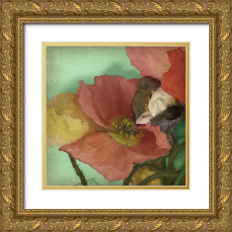 Aquatic Poppies I Gold Ornate Wood Framed Art Print with Double Matting by Goldberger, Jennifer