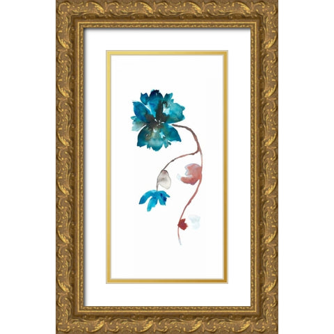 Floral Watercolor I Gold Ornate Wood Framed Art Print with Double Matting by Mosley, Kiana