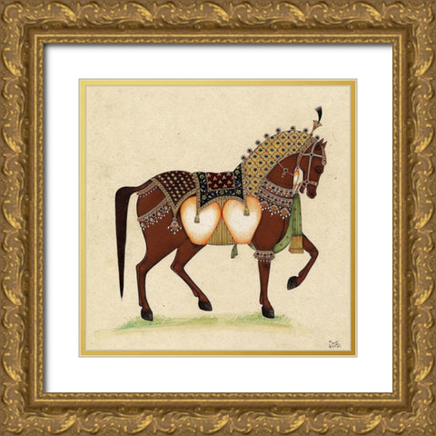 Horse From India II Gold Ornate Wood Framed Art Print with Double Matting by Illuminations
