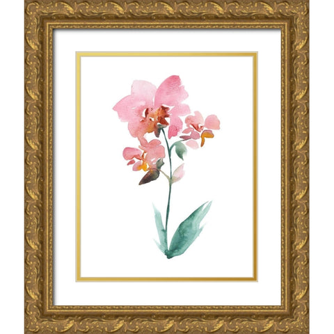 Watercolor Garden V Gold Ornate Wood Framed Art Print with Double Matting by Mosley, Kiana