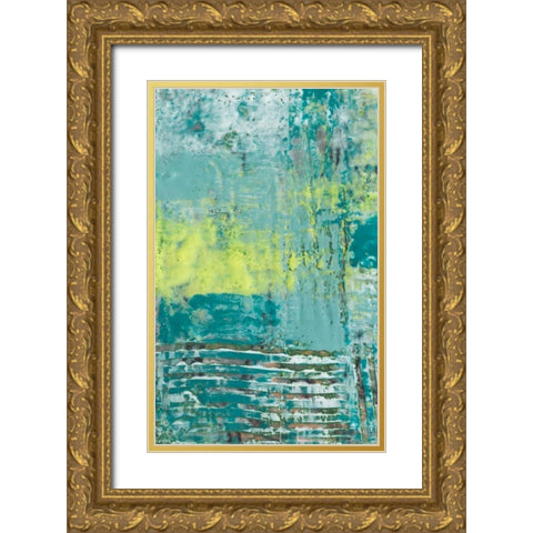 Linear Texture I Gold Ornate Wood Framed Art Print with Double Matting by Goldberger, Jennifer