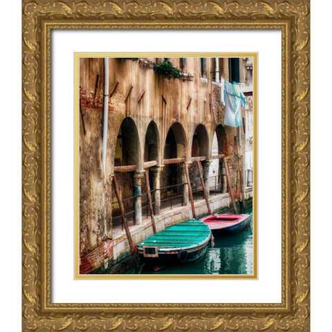 Hanging Laundry Gold Ornate Wood Framed Art Print with Double Matting by Head, Danny