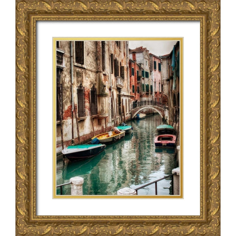 Six Boats Gold Ornate Wood Framed Art Print with Double Matting by Head, Danny