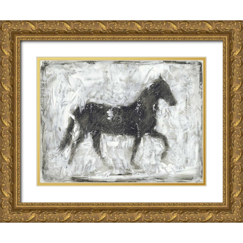 Equine Silhouette I Gold Ornate Wood Framed Art Print with Double Matting by Harper, Ethan