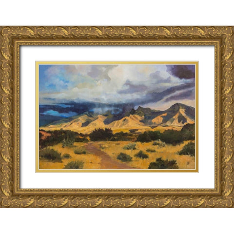 Desert Mountain Light Gold Ornate Wood Framed Art Print with Double Matting by DAgostino, Judith