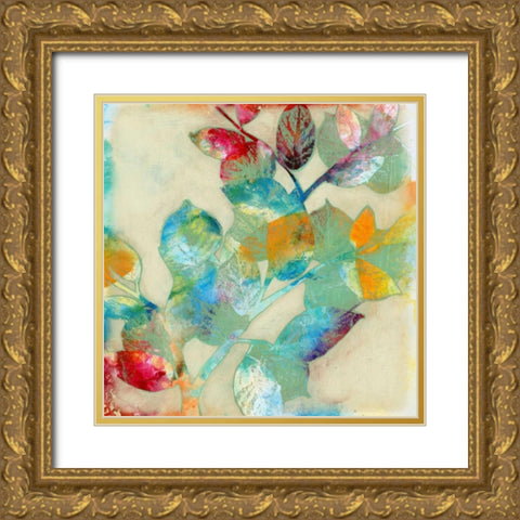 Merging Leaves II Gold Ornate Wood Framed Art Print with Double Matting by Goldberger, Jennifer