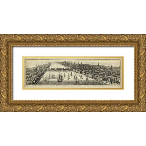 The East Prospect of London Gold Ornate Wood Framed Art Print with Double Matting by Unknown
