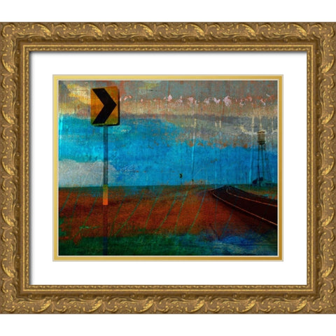 Texas Open Road Gold Ornate Wood Framed Art Print with Double Matting by Jasper, Sisa